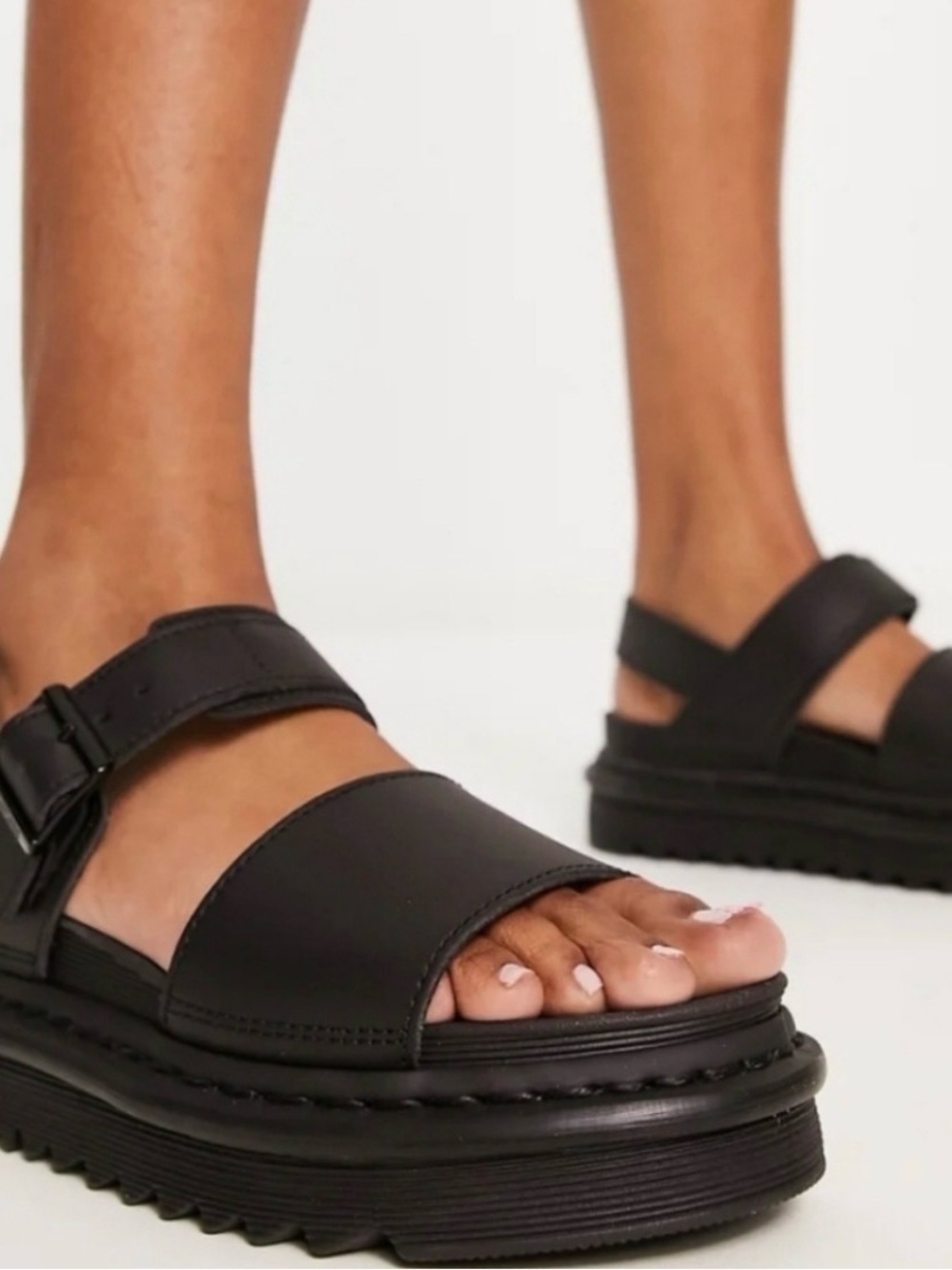 Dr. Martens Voss Black Platform Sandals with Buckle Straps
